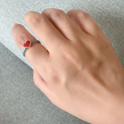 レッドハートエナメルリング